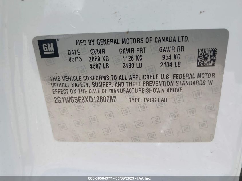 2013 CHEVROLET IMPALA LT - 2G1WG5E3XD1260057