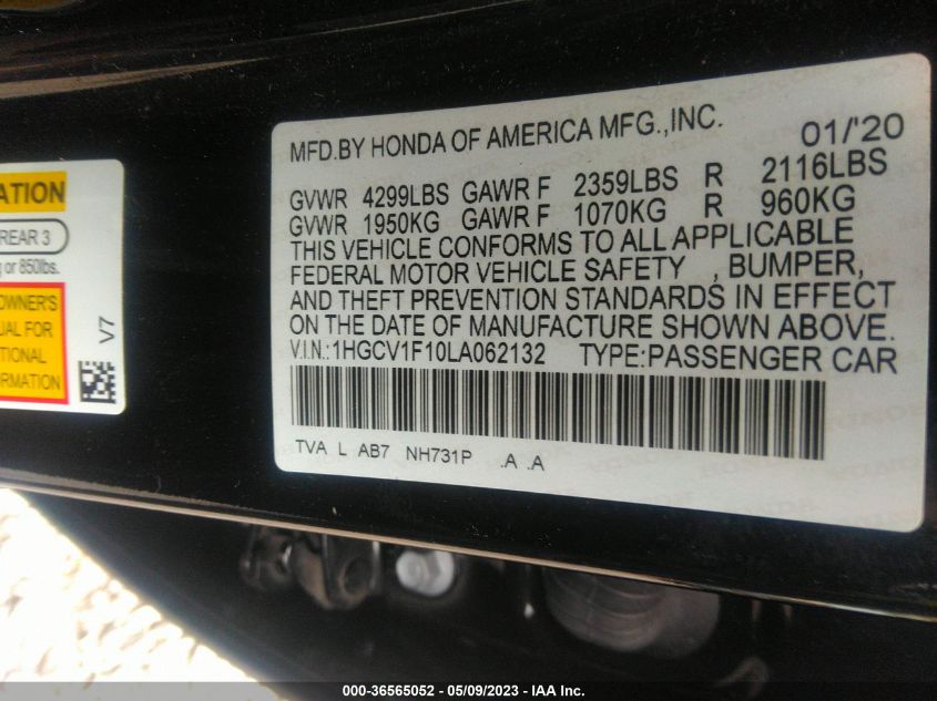 2020 HONDA ACCORD SEDAN LX - 1HGCV1F10LA062132