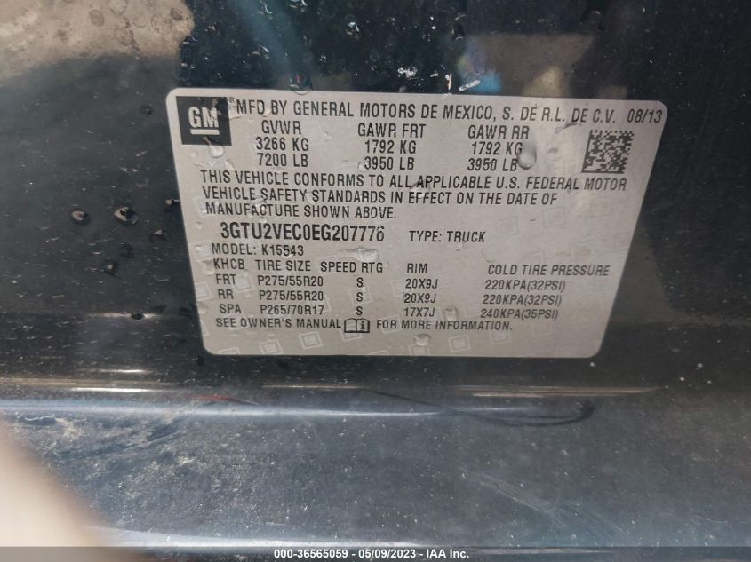 2014 GMC SIERRA 1500 SLT - 3GTU2VEC0EG207776
