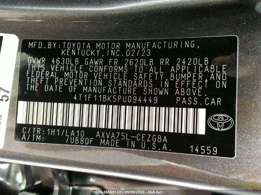2023 TOYOTA CAMRY XLE - 4T1F11BK5PU094449