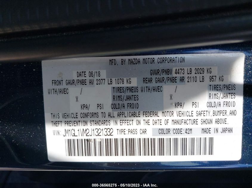 2018 MAZDA MAZDA6 TOURING - JM1GL1VM2J1321332