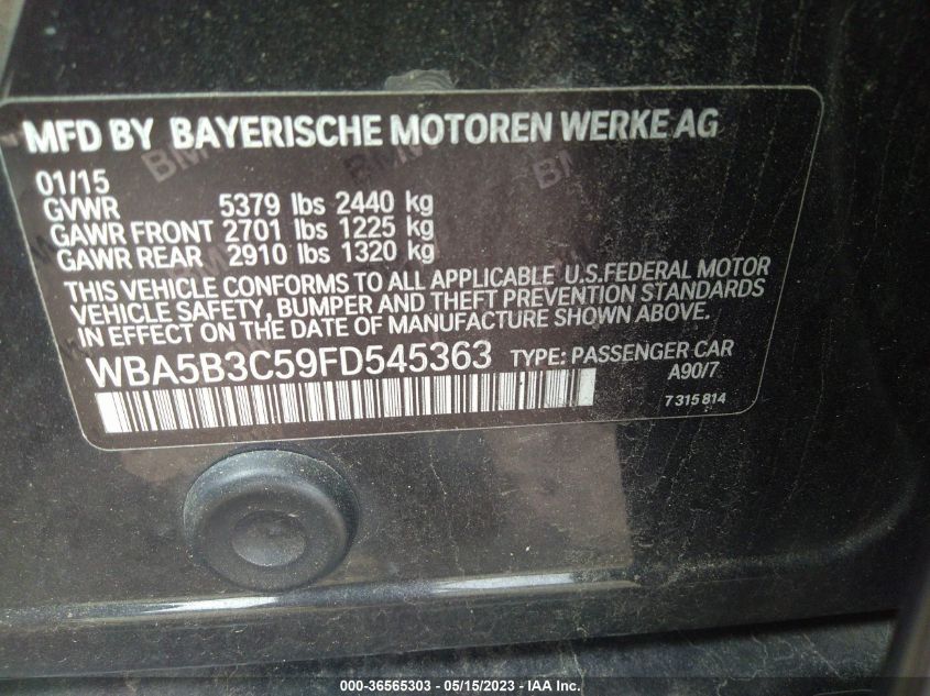 2015 BMW 5 SERIES 535I XDRIVE - WBA5B3C59FD545363
