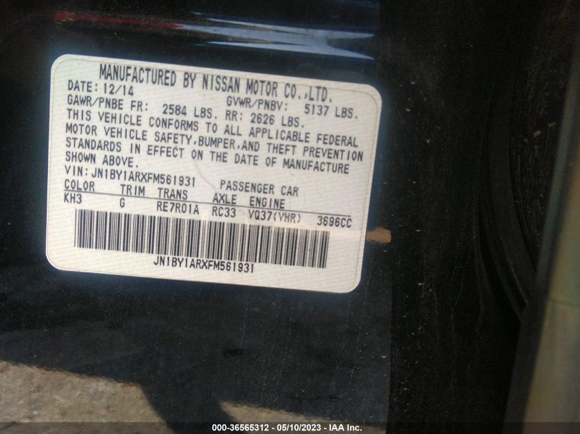 2015 INFINITI Q70 - JN1BY1ARXFM561931