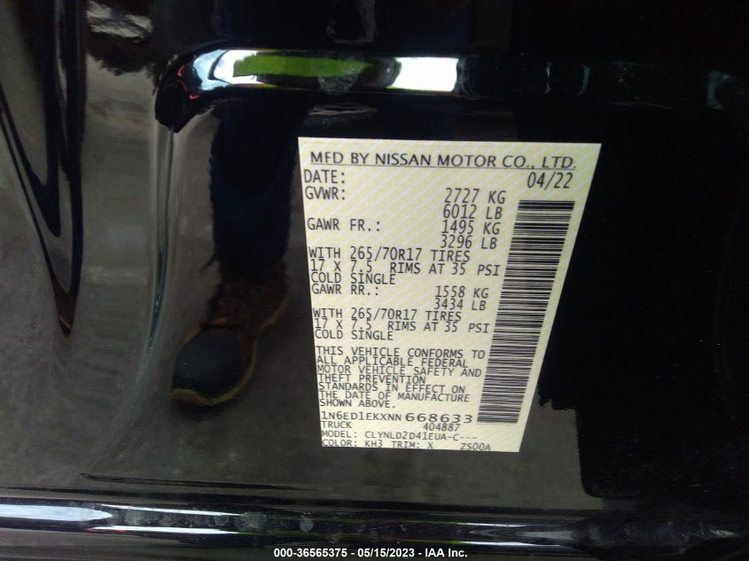 2022 NISSAN FRONTIER PRO-4X - 1N6ED1EKXNN668633