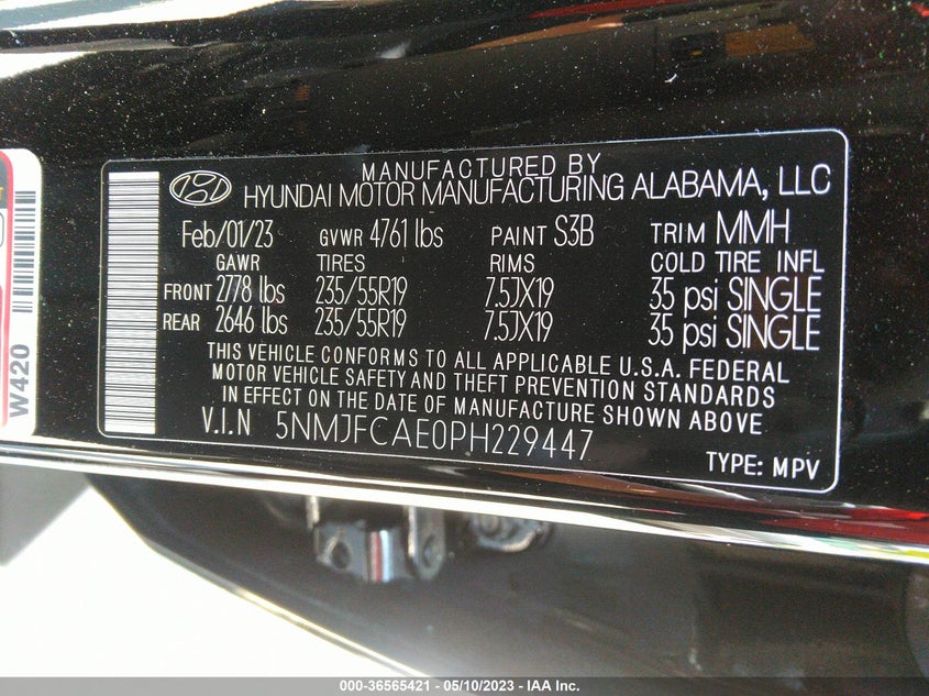 VIN 5NMJFCAE0PH229447 2023 HYUNDAI TUCSON SEL