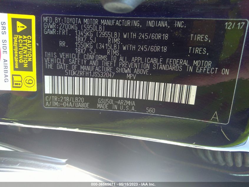 2018 TOYOTA HIGHLANDER SE/XLE - 5TDKZRFH1JS532047