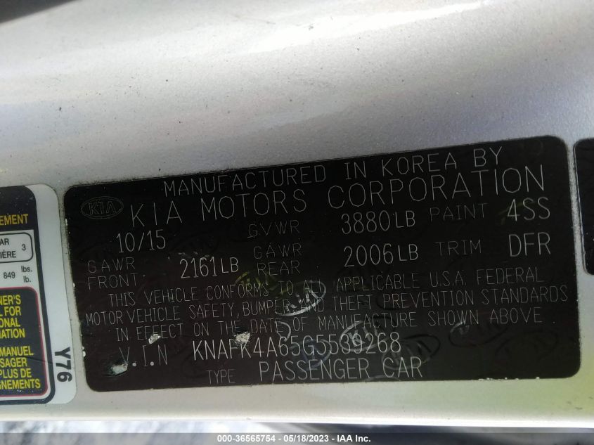 2016 KIA FORTE LX - KNAFK4A65G5539268