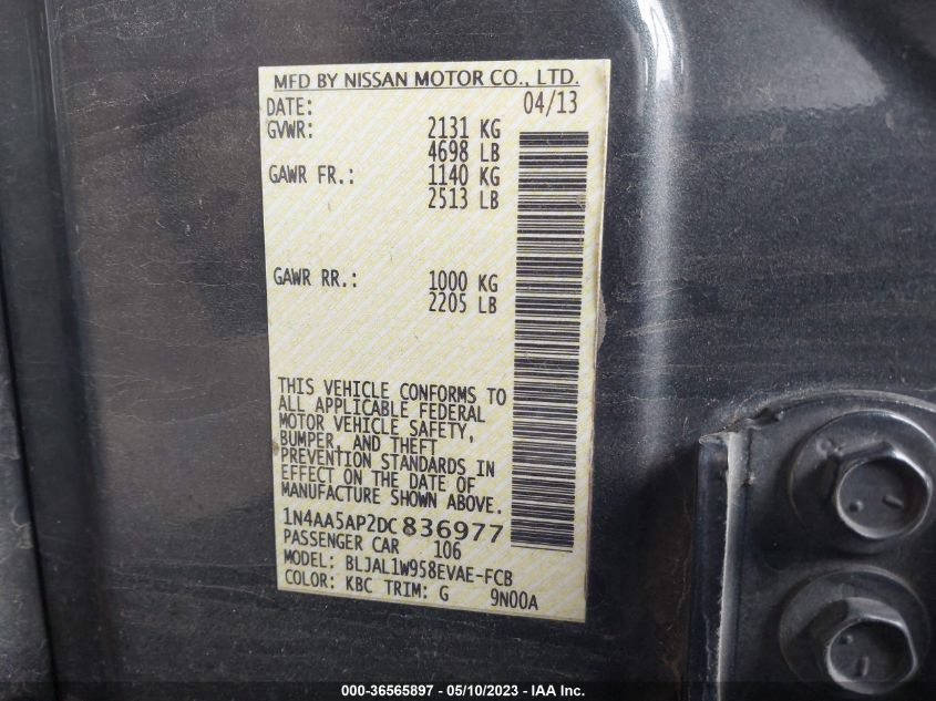 2013 NISSAN MAXIMA 3.5 SV W/SPORT PKG - 1N4AA5AP2DC836977