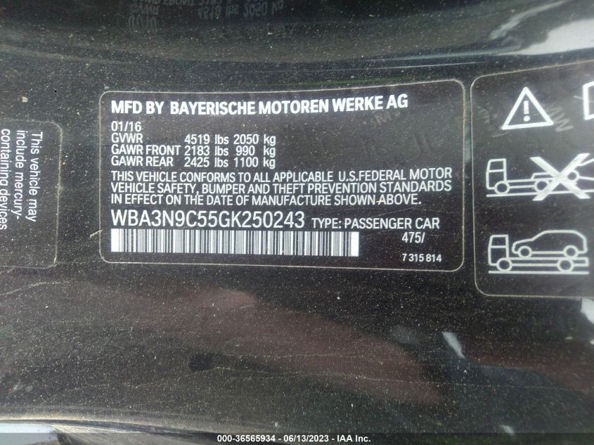 2016 BMW 4 SERIES 428I XDRIVE - WBA3N9C55GK250243