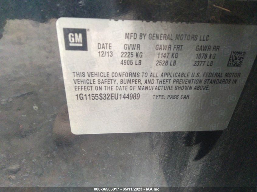 2014 CHEVROLET IMPALA LTZ - 1G1155S32EU144989