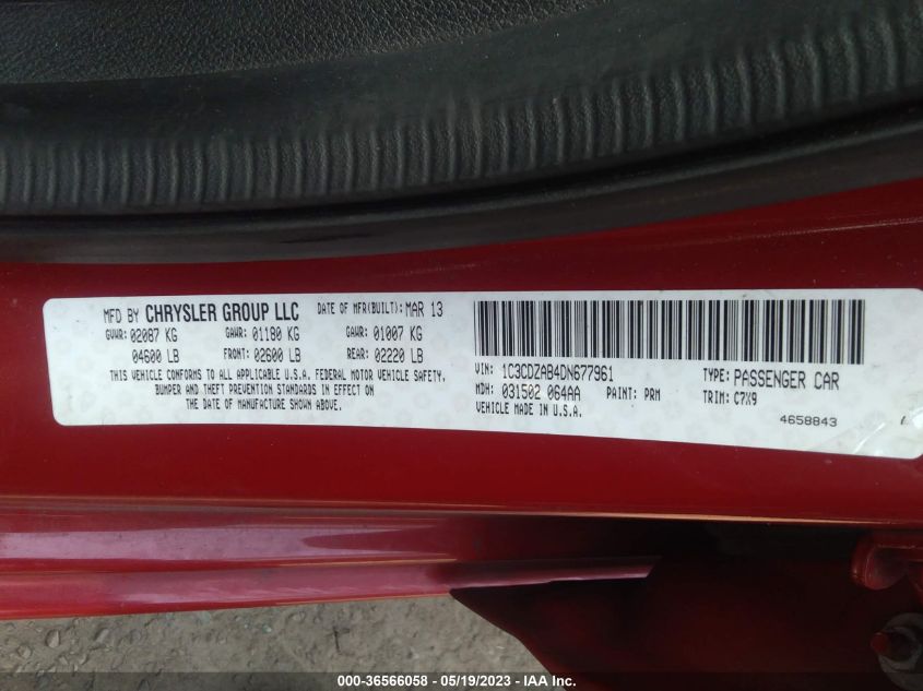 2013 DODGE AVENGER SE - 1C3CDZAB4DN677961