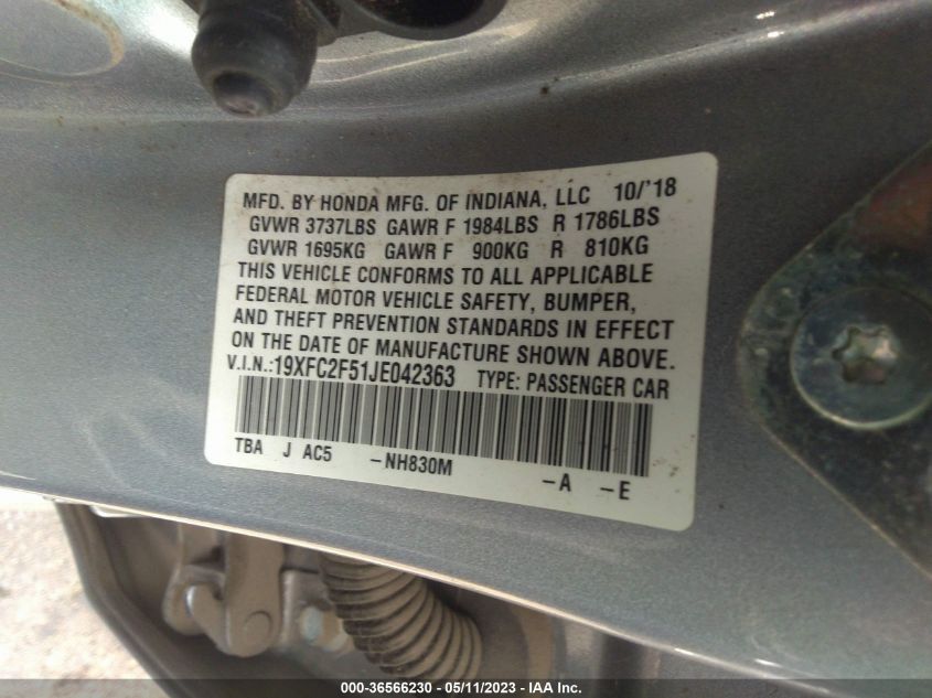 2018 HONDA CIVIC SEDAN LX - 19XFC2F51JE042363