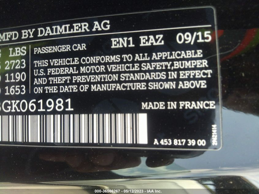 2016 SMART FORTWO PASSION/PURE/PRIME/PROXY WMEFJ5DA3GK061981