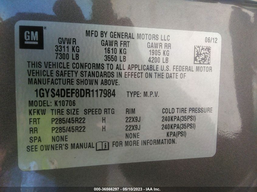 2013 CADILLAC ESCALADE PLATINUM EDITION - 1GYS4DEF8DR117984