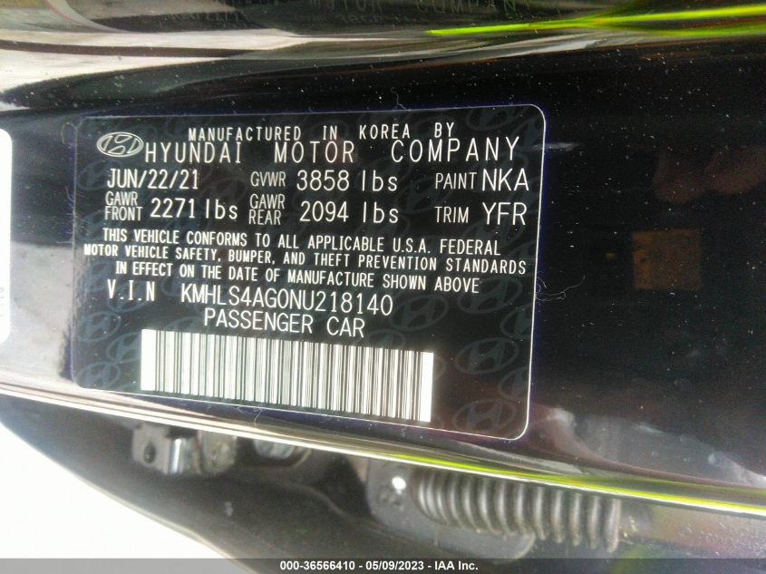 2022 HYUNDAI ELANTRA SEL - KMHLS4AG0NU218140