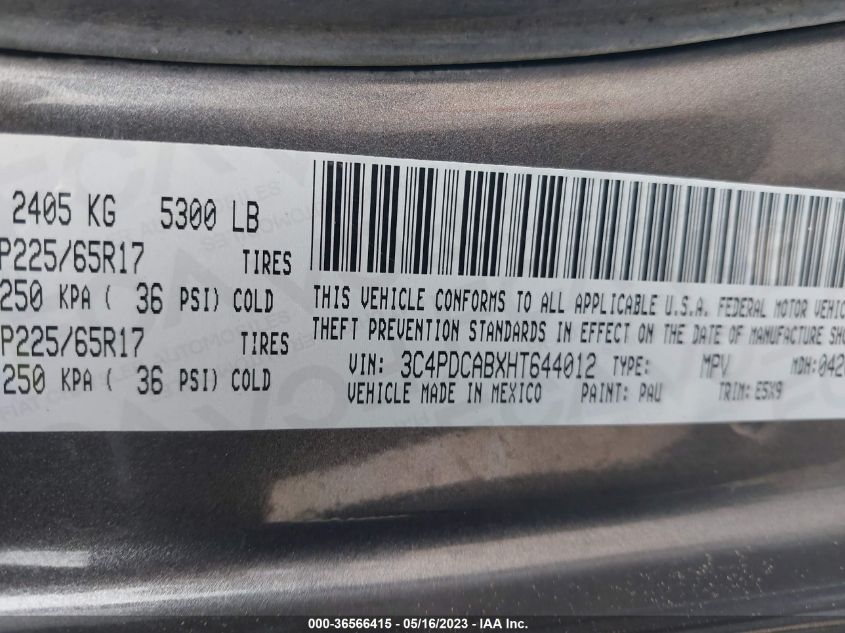 2017 DODGE JOURNEY SE - 3C4PDCABXHT644012