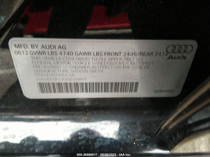 2013 AUDI A4 PREMIUM PLUS - WAUEFAFL5DN010864