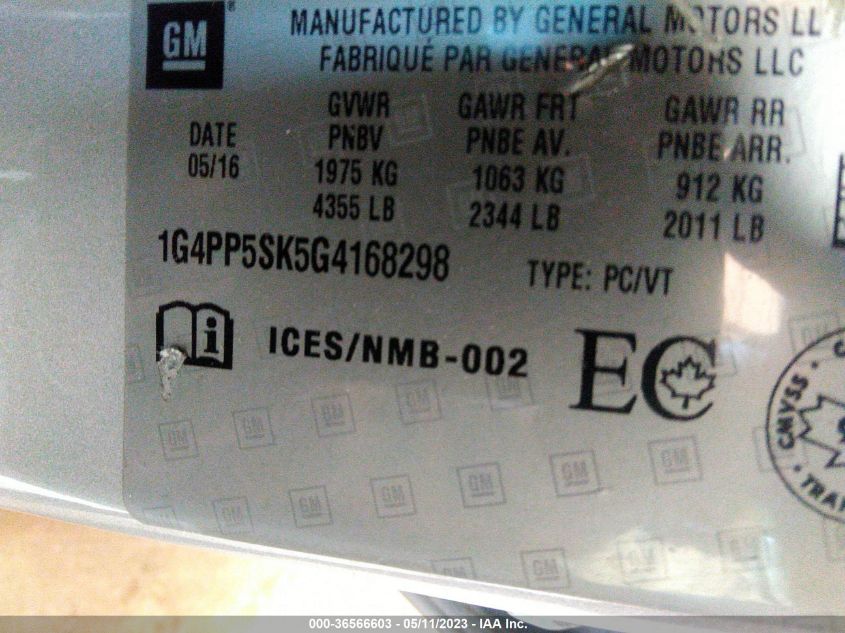 2016 BUICK VERANO CONVENIENCE 1 - 1G4PP5SK5G4168298