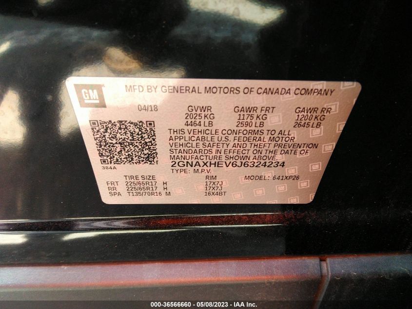 2018 CHEVROLET EQUINOX LS - 2GNAXHEV6J6324234