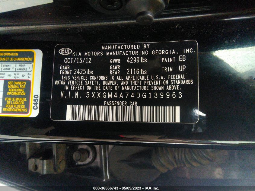 2013 KIA OPTIMA LX - 5XXGM4A74DG139963