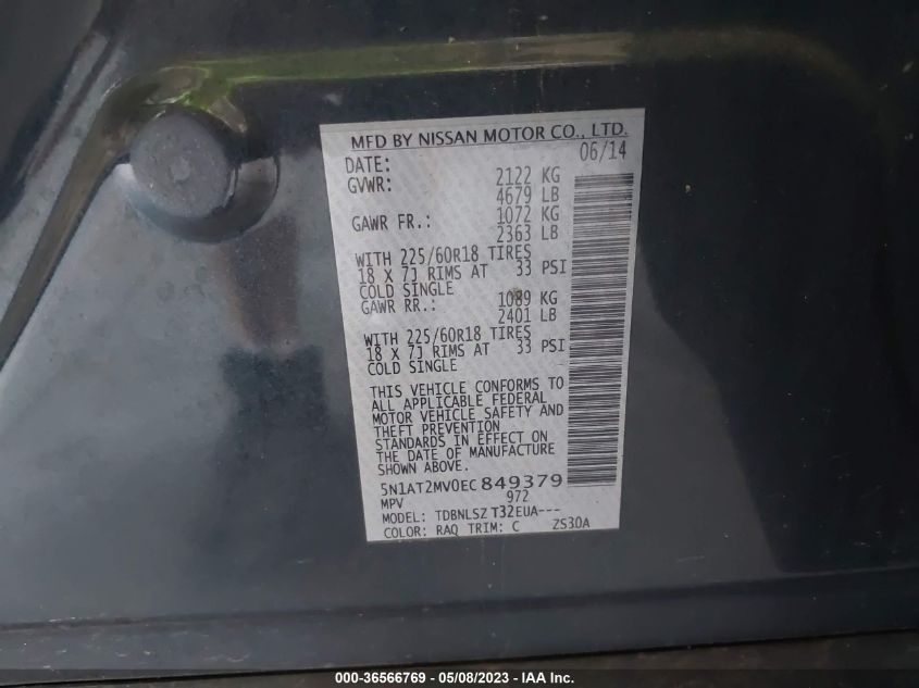 2014 NISSAN ROGUE SL - 5N1AT2MV0EC849379