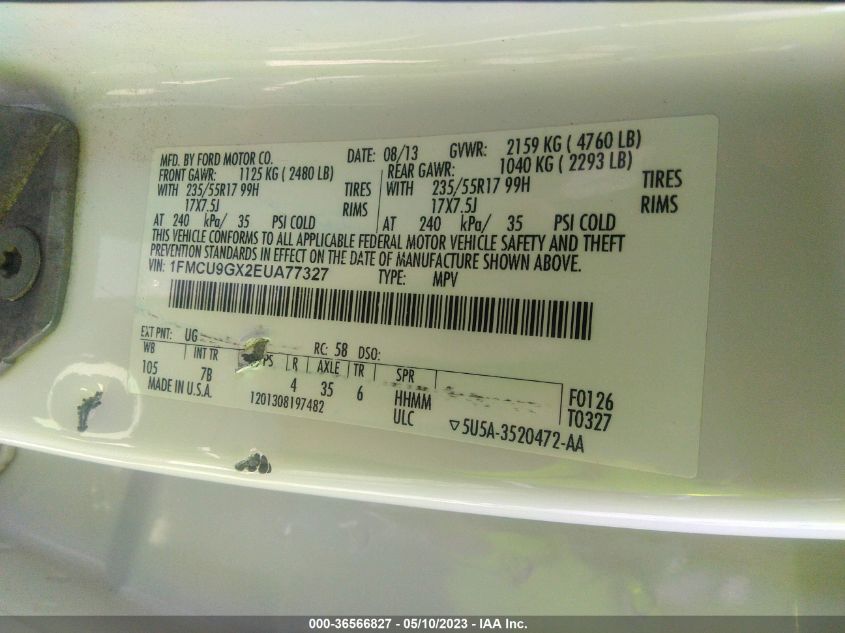 2014 FORD ESCAPE SE - 1FMCU9GX2EUA77327