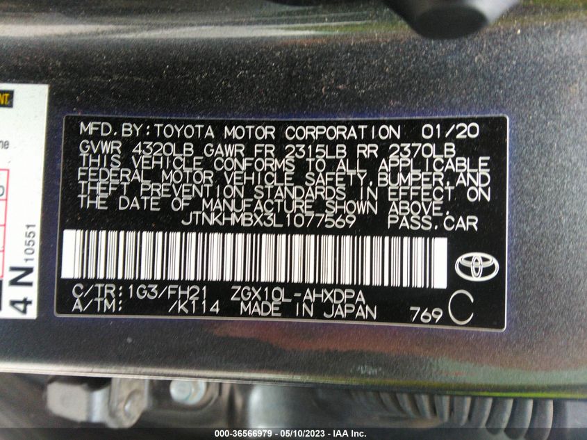 2020 TOYOTA C-HR LE/XLE/LIMITED - JTNKHMBX3L1077569