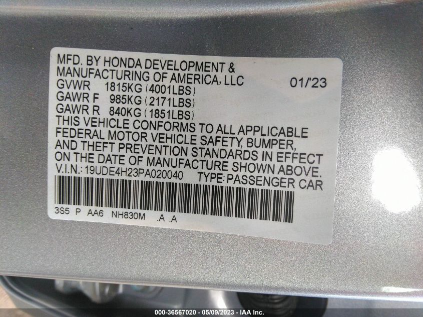 2023 ACURA INTEGRA 19UDE4H23PA020040