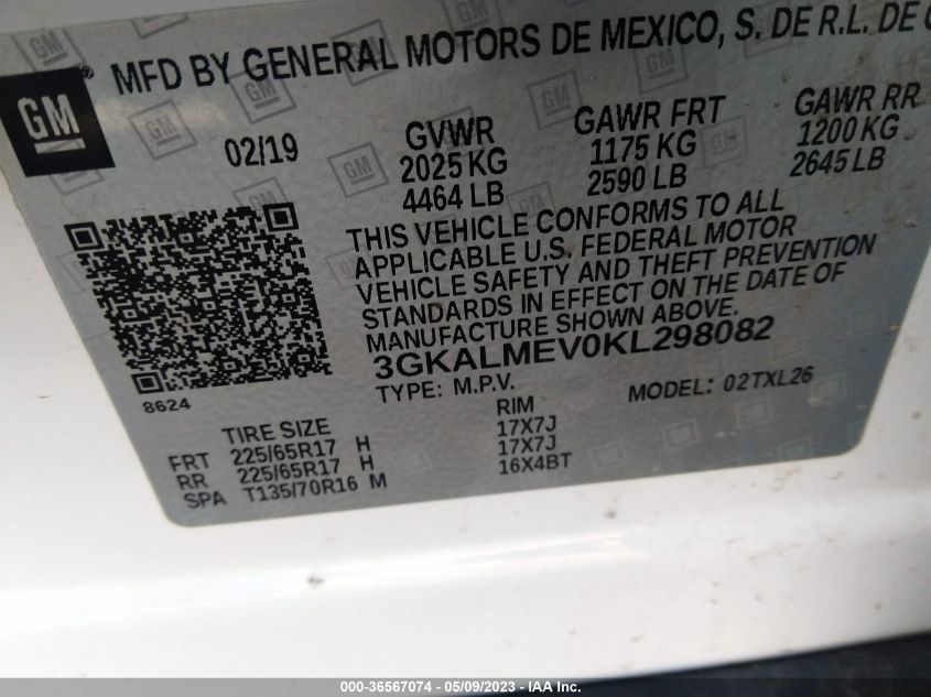 2019 GMC TERRAIN SLE - 3GKALMEV0KL298082