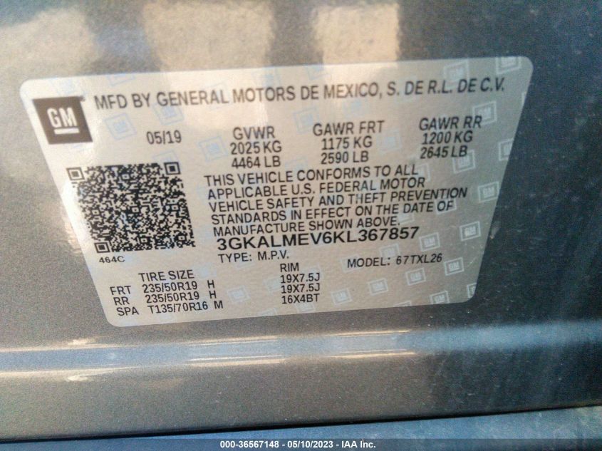 2019 GMC TERRAIN SLE - 3GKALMEV6KL367857