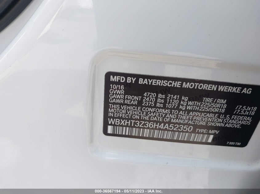 VIN WBXHT3Z36H4A52350 2017 BMW X1 XDRIVE28I
