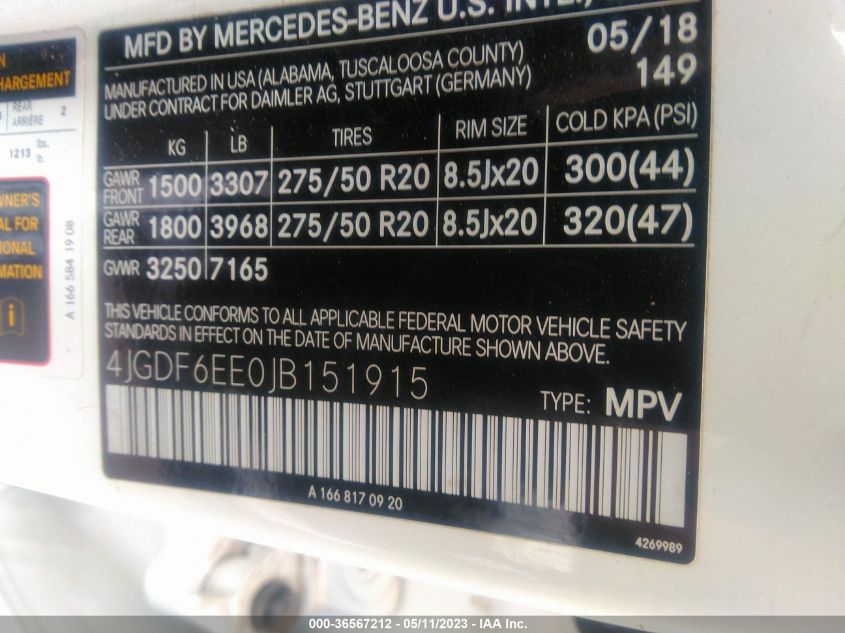 2018 MERCEDES-BENZ GLS GLS 450 - 4JGDF6EE0JB151915