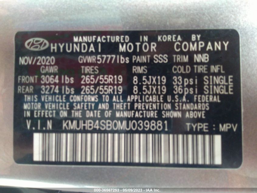 2021 GENESIS GV80 KMUHB4SB0MU039881