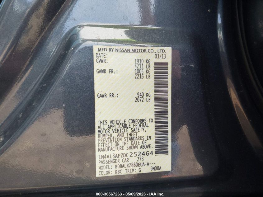 2013 NISSAN ALTIMA 2.5 S - 1N4AL3AP2DC252464