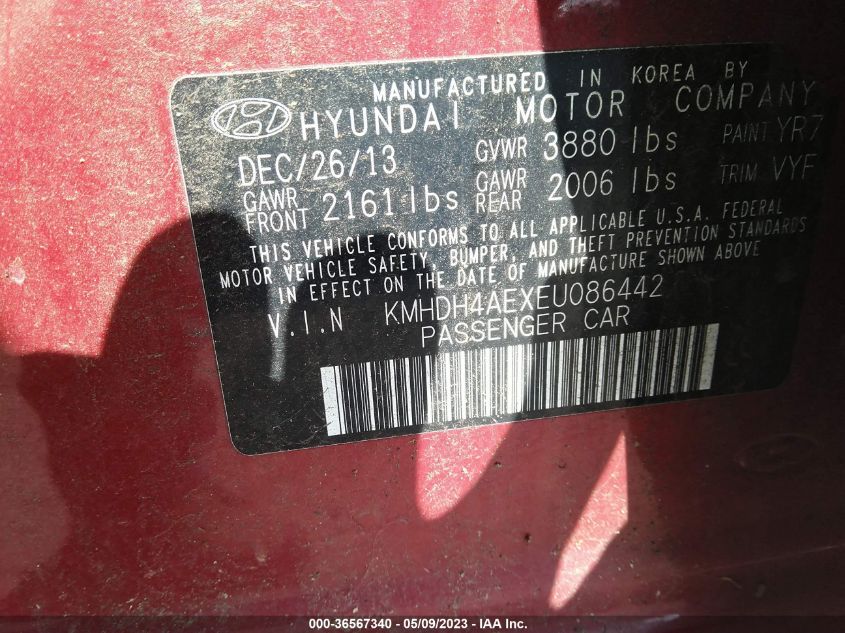 2014 HYUNDAI ELANTRA SE - KMHDH4AEXEU086442