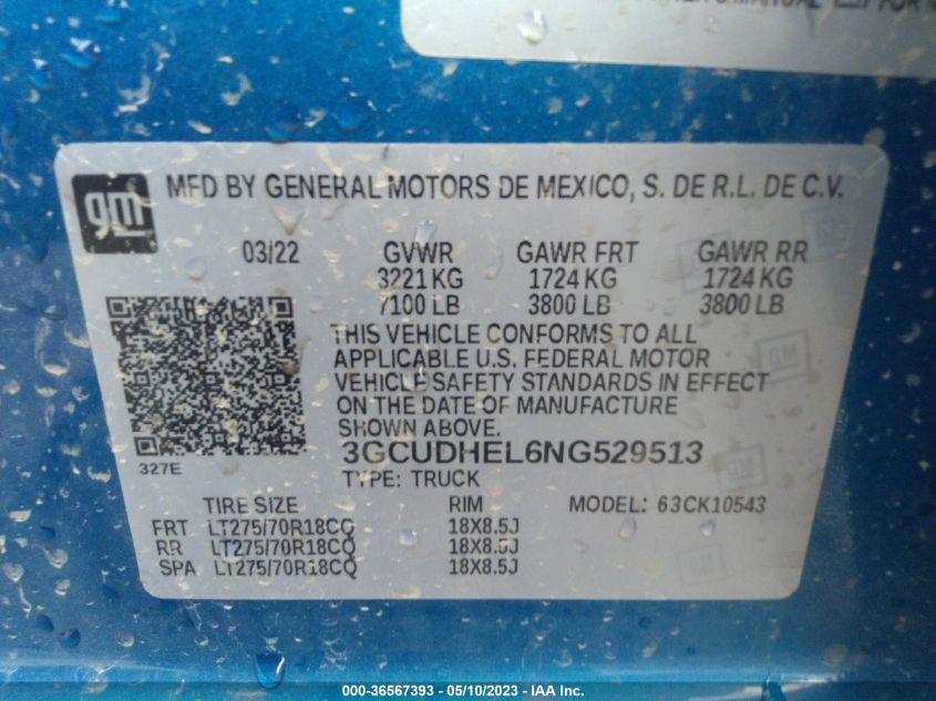 2022 CHEVROLET SILVERADO 1500 ZR2 - 3GCUDHEL6NG529513
