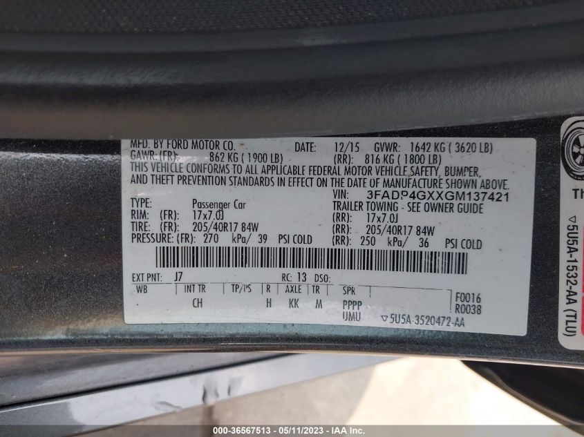 2016 FORD FIESTA ST - 3FADP4GXXGM137421