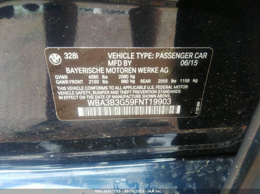 2015 BMW 3 SERIES 328I XDRIVE - WBA3B3G59FNT19903