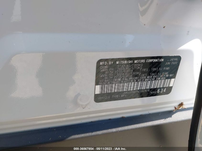 2022 MITSUBISHI OUTLANDER ES - JA4J3TA81NZ082478