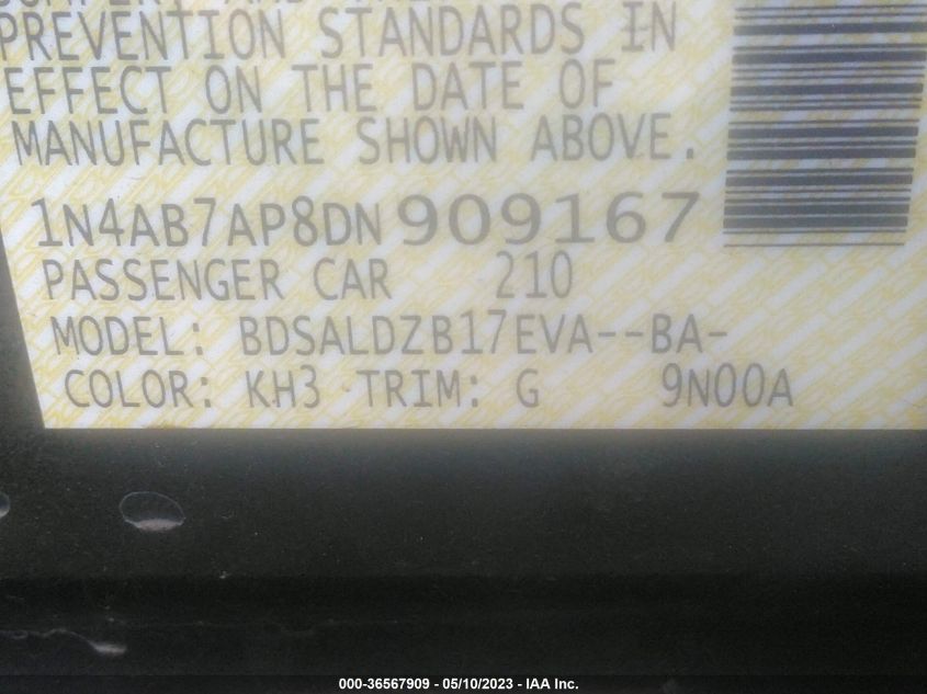 2013 NISSAN SENTRA SV - 1N4AB7AP8DN909167