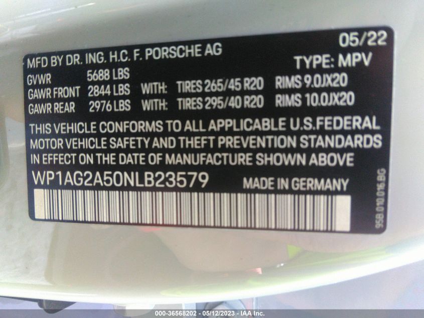 2022 PORSCHE MACAN S - WP1AG2A50NLB23579