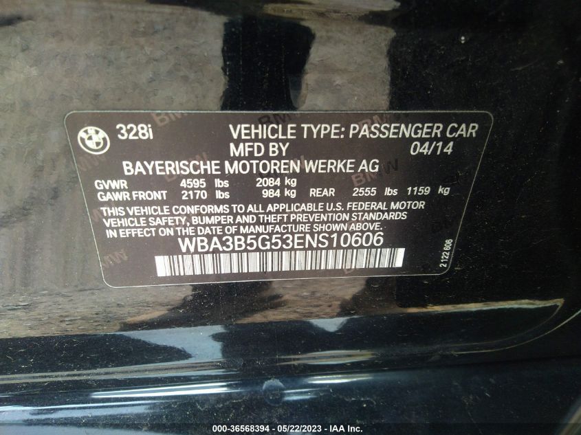 2014 BMW 3 SERIES 328I XDRIVE - WBA3B5G53ENS10606