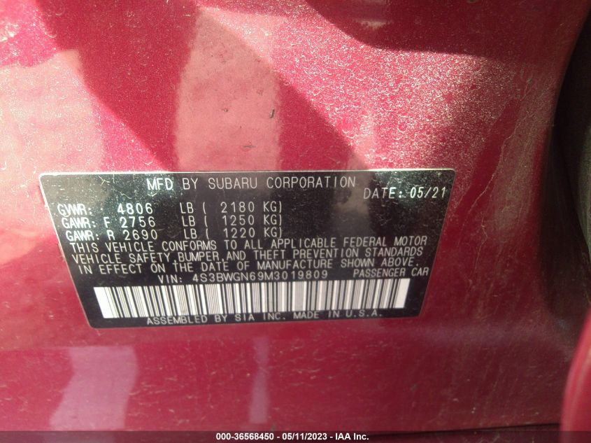 2021 SUBARU LEGACY LIMITED XT - 4S3BWGN69M3019809