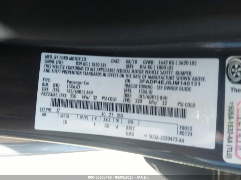 2018 FORD FIESTA SE - 3FADP4EJ8JM140131