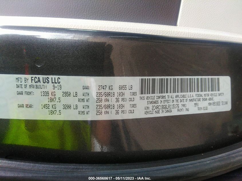 2020 CHRYSLER PACIFICA TOURING L - 2C4RC1BG6LR115176