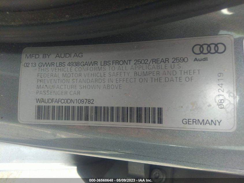 2013 AUDI A6 2.0T PREMIUM PLUS - WAUDFAFC0DN109782