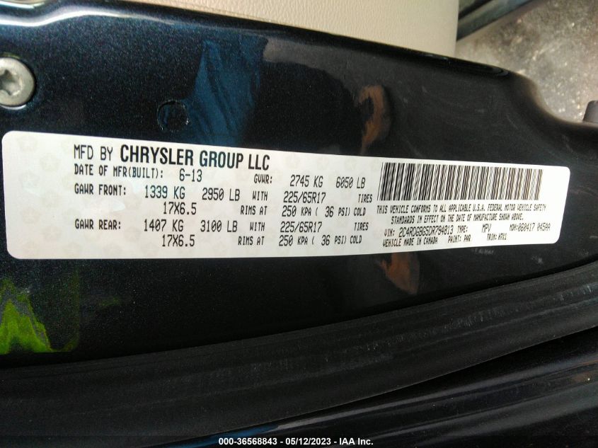 2013 DODGE GRAND CARAVAN AMERICAN VALUE PKG - 2C4RDGBG5DR794813