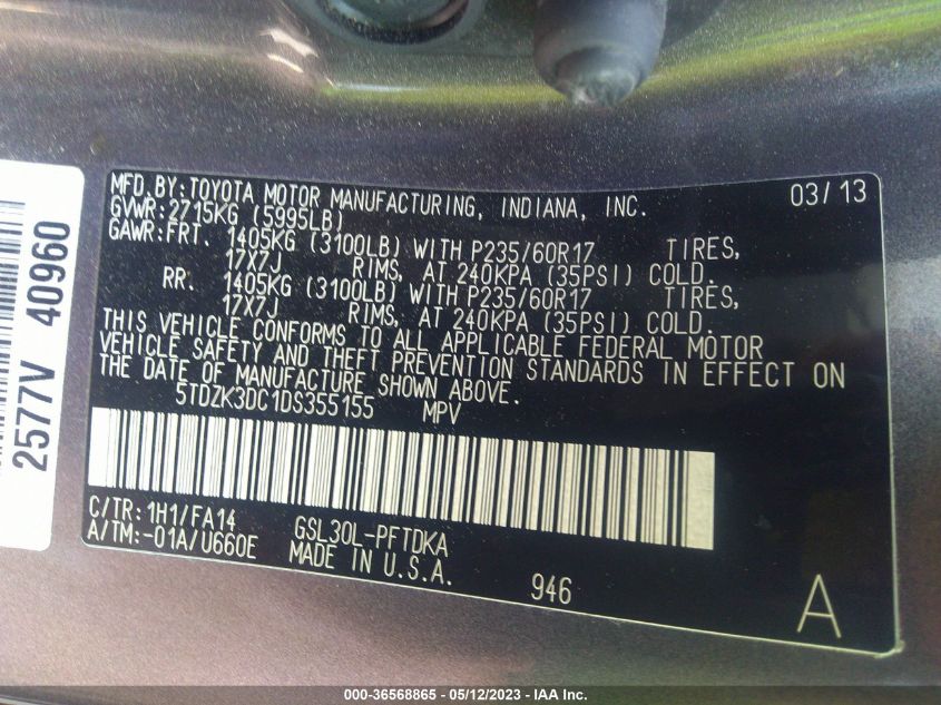 2013 TOYOTA SIENNA L - 5TDZK3DC1DS355155