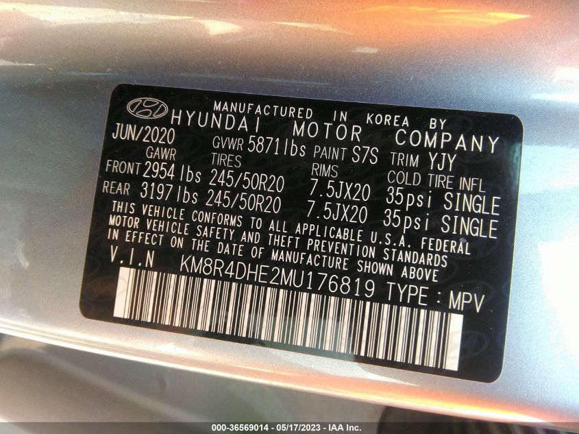 2021 HYUNDAI PALISADE SEL - KM8R4DHE2MU176819