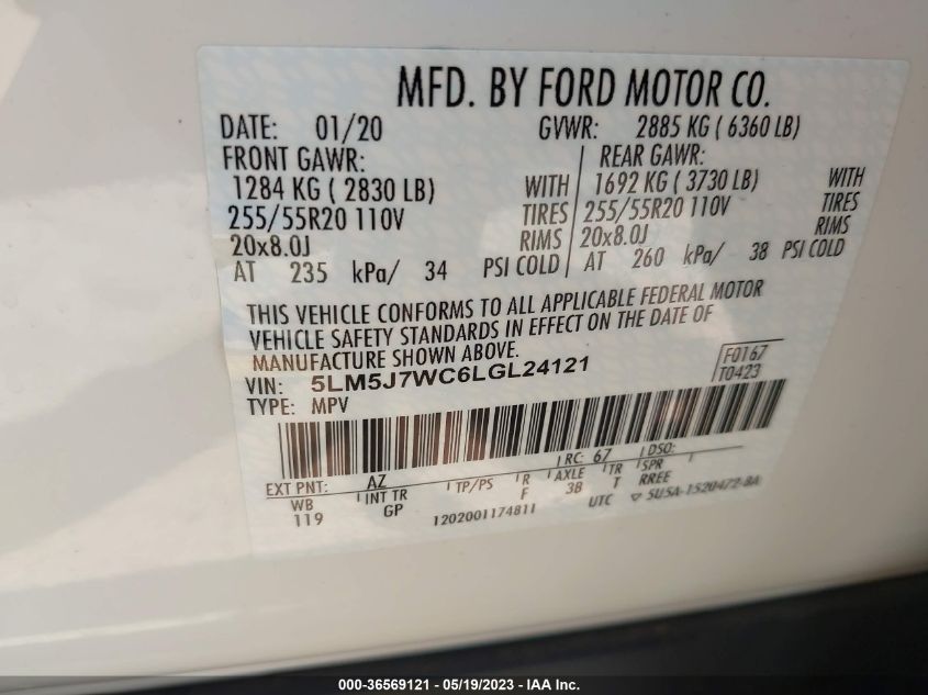 2020 LINCOLN AVIATOR RESERVE - 5LM5J7WC6LGL24121